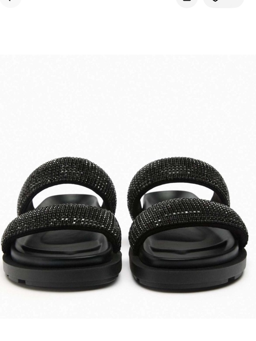 Zara Black Crystal Double-Strap Slide Sandals - Picture 4 of 6